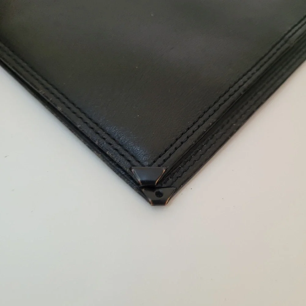 Givenchy Vintage Black Leather Long Bifold Wallet 4G Logo Paris Mens Womens
